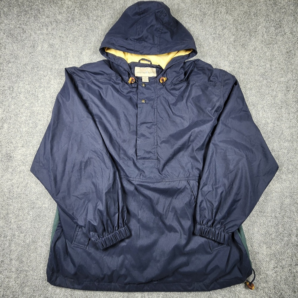 Cutter & Buck Mens Navy Blue Green Colorblock Anorak Pullover Jacket Large
